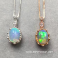 925 Sterling Silver Round Opal Stone Jewelry Pendants